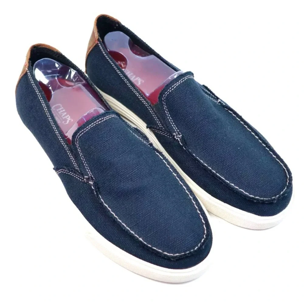 - Chaps Sz 10 Navy Canvas Slip-On Loafers! NEW!